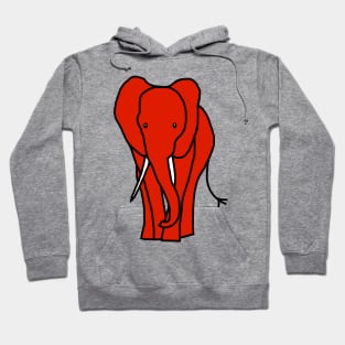 Red Elephant Minimal Line Drawing Hoodie